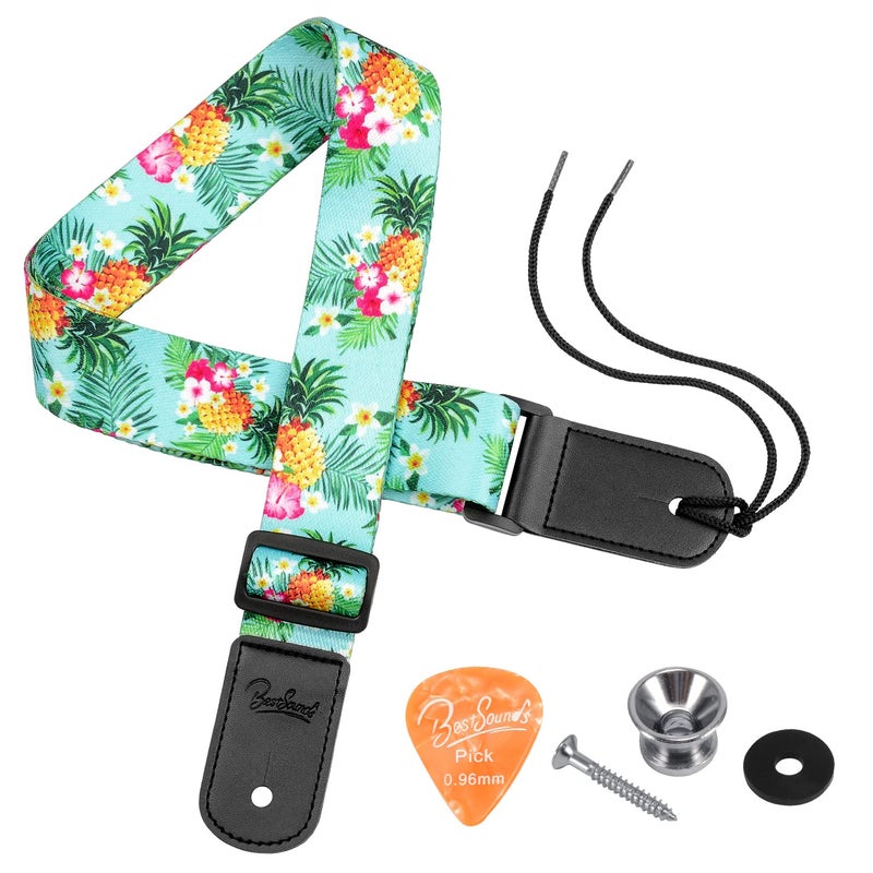 BestSounds Pineapple Ukulele Strap & Hawaiian Style Shoulder Strap Suitable for Soprano Concert Tenor Baritone String Instruments (Pineapple) - Image 1